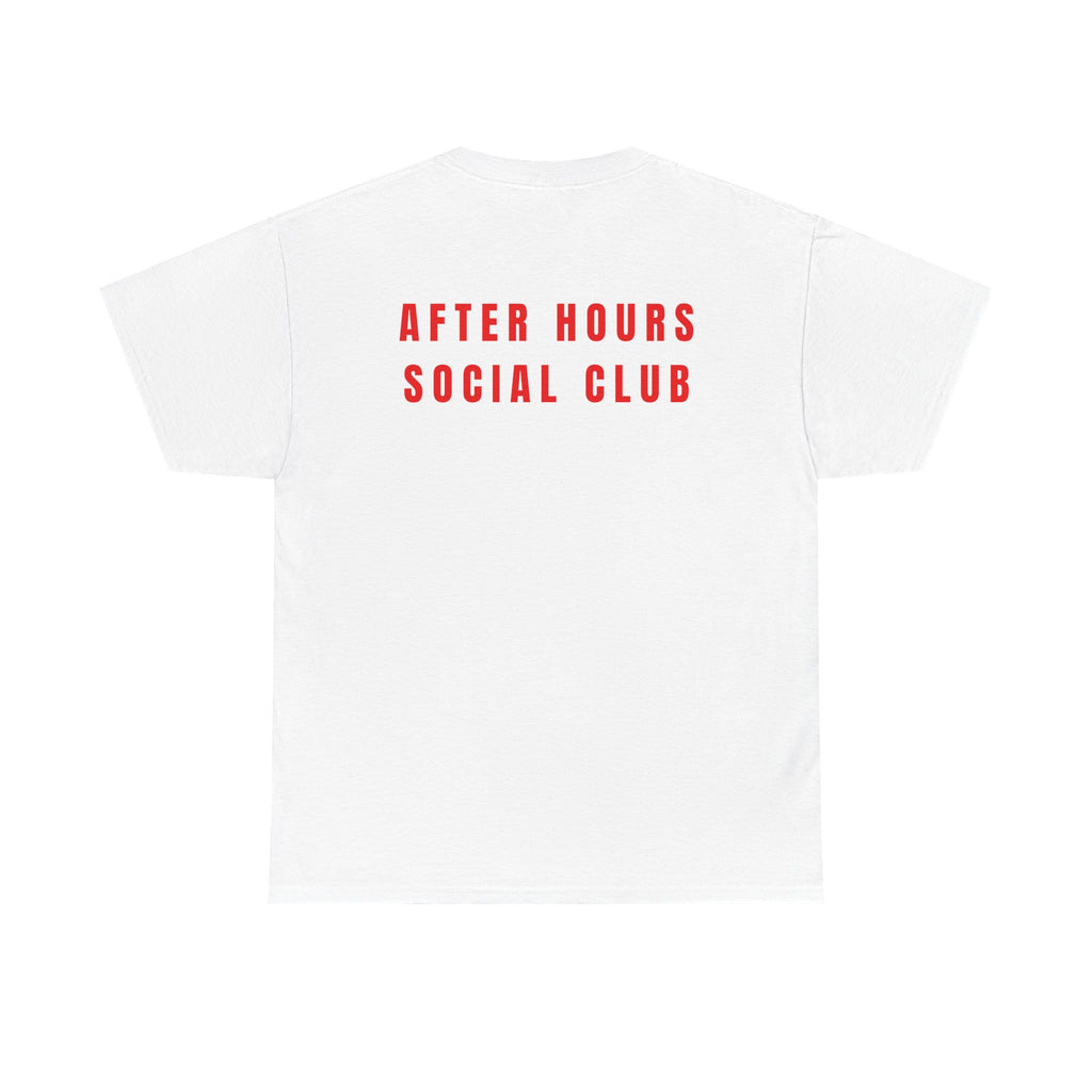 After Hours Social Club Tee — Minimalist White Graphic T-Shirt