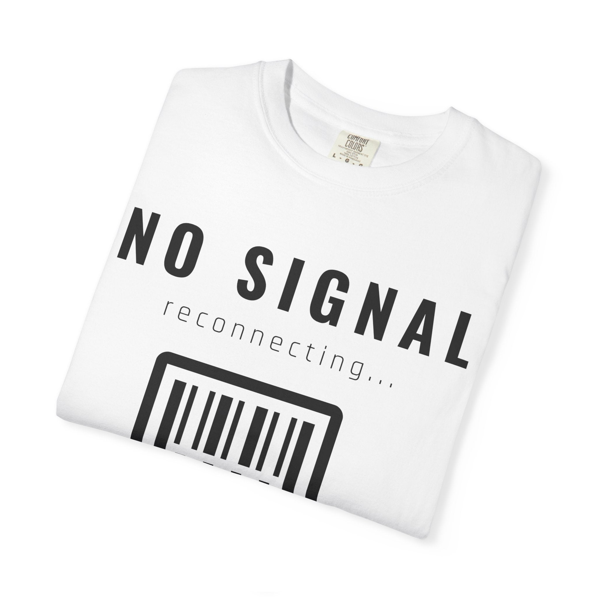 No Signal Barcode T-Shirt — 'reconnecting...' Graphic Tee