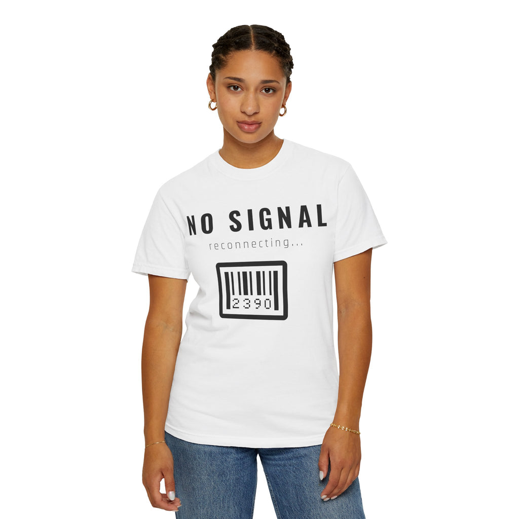 No Signal Barcode T-Shirt — 'reconnecting...' Graphic Tee