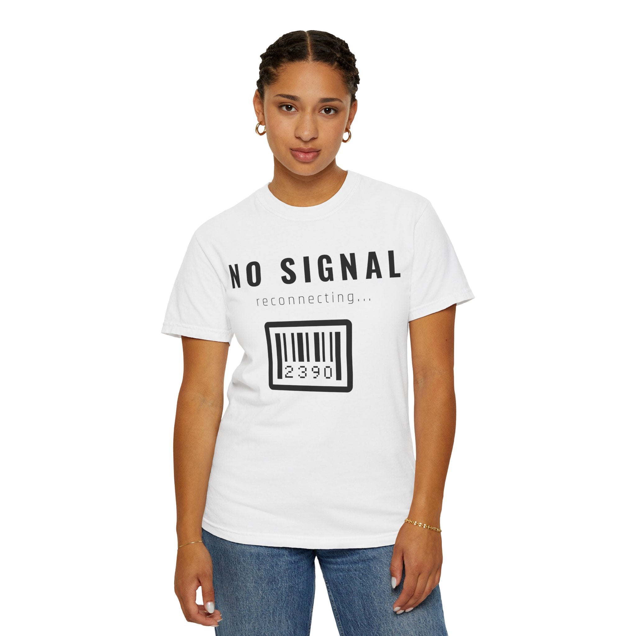 No Signal Barcode T-Shirt — 'reconnecting...' Graphic Tee