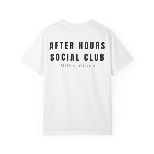 After Hours Social Club T-Shirt — 'After Hours' Graphic Tee with City Coordinates