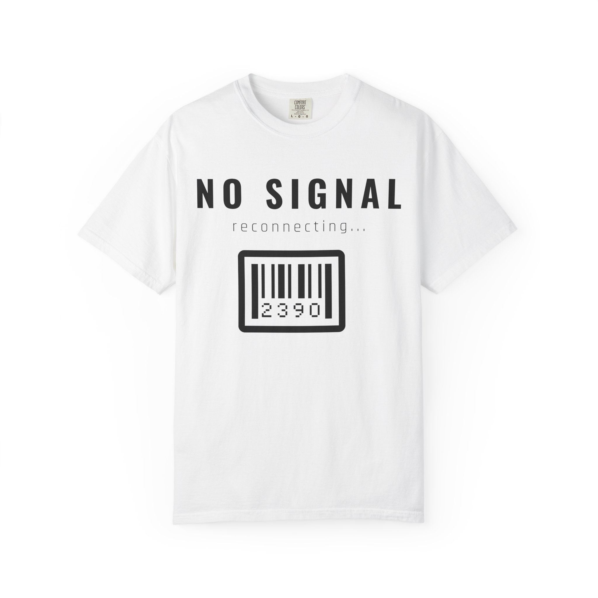 No Signal Barcode T-Shirt — 'reconnecting...' Graphic Tee