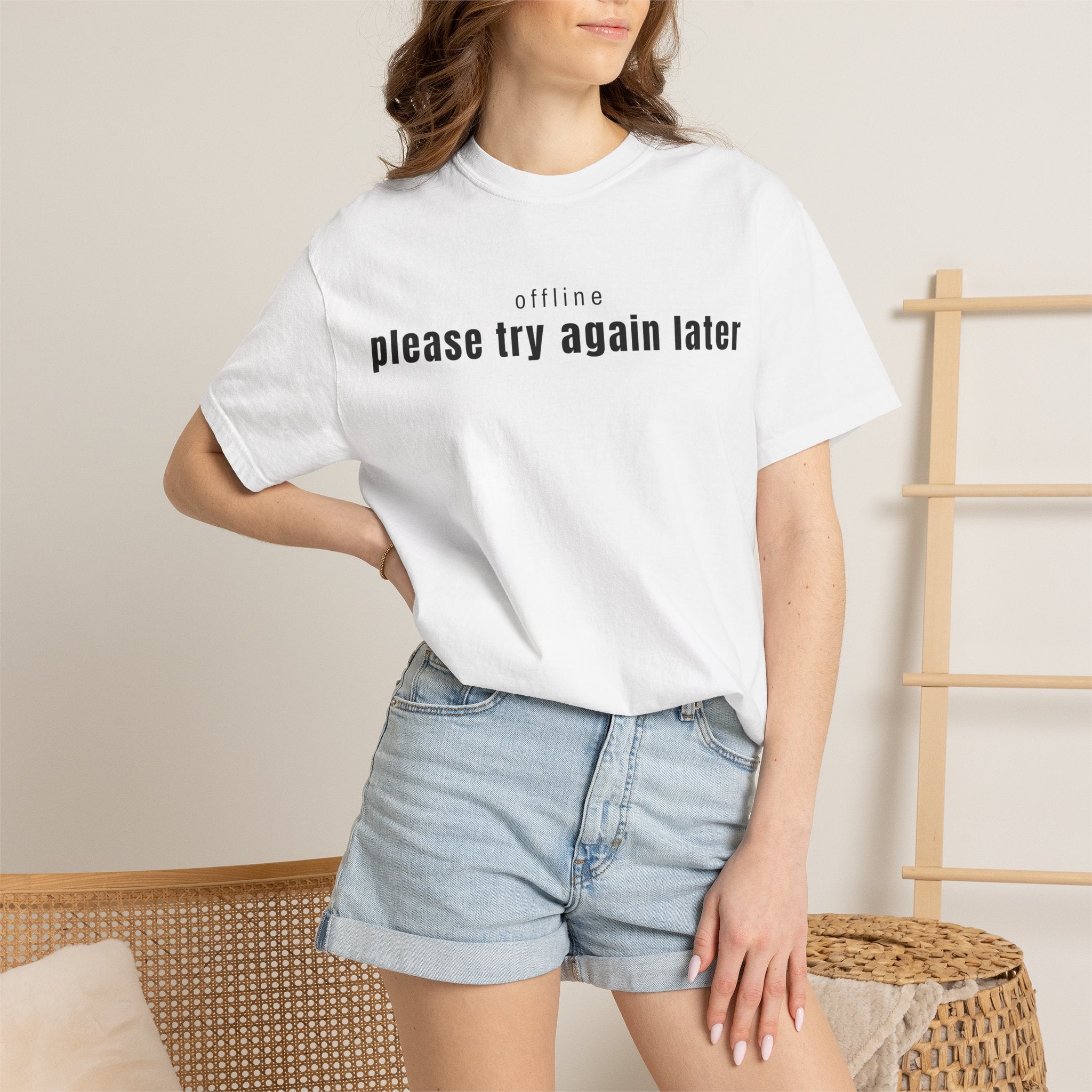 Please Try Again Later T-Shirt — Minimalist 'offline' Graphic Tee